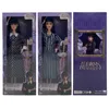 Loofamy Wednesday Addams Dolls, Addams Family Plastikpuppe, 11,5 Zoll, kurzärmliges gestreiftes Kleid, Geburtstagsgeschenke für Kinder-Mädchen-Fans