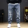 Mäns jeans plus size höst vinter män elastisk hög midja stora byxor 6xl 8xl 7xl