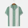 남자 캐주얼 셔츠 여름 하와이 셔츠 3D 스트라이프 인쇄 짧은 슬리브 홀리데이 해변 상단 티셔츠 대형