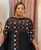 Ethnic Clothing Black African Design Dashiki Dress Beading Abaya Vintage Bandage Bazin Bat Sleeve Robe Gowns Africa Sexy Lady Party Fairy