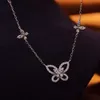 Bijoux délicats à la mode, Baguettes en or véritable, diamants, pendentif papillon, collier pour femmes