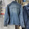 Kvinnors jackor personlighet glänsande strass denim jacka kvinnor vår lös tung industri retro blå jeans jackor rockar utkläder 231121