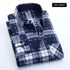 Casual overhemden voor heren, geborsteld polyester, katoen, geruit overhemd met lange mouwen, flanel