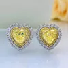 Valuable Heart Topaz Diamond Stud Earring 100% Real 925 sterling silver Promise Wedding Earrings for Women Bridal Party Jewelry