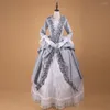 Robes décontractées victorien gothique géorgien femmes Vintage dentelle gris blanc robe Halloween mascarade robe de bal fête sur mesure