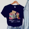 Damen-T-Shirts, Kaffee-Rose-T-Shirts, kurzärmelig, Kleidung, Cartoon-Treppe, Tops, Bücher, Sommer, lässig, modisch, für Damen