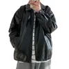 Jaquetas masculinas de couro de inverno outono casual motocicleta pu jaqueta moda bomber homens turn down colarinho zíper moto casaco