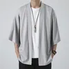 Men's Casual Shirts 2023 Summer Chinese Style Thin Cape Solid Cardigan Loose Fit Zhongshan Suit