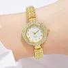 Montres-bracelets 2 pièces ensemble de luxe mode femmes montre alliage Bracelet dames Quartz montre-Bracelet strass Bracelet pour cadeau