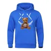 Herrtröjor En fylld björn bunden med bandage trycker mens hoody hip hop street streetwear pocket crewneck kläder fleece pullover hoodie