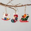 Christmas Decorations 2pcs Home Decor Tree Charms Resin Crafts Scene Layout Painting Pendant Ornament Santa Clause Gifts Party Decoration