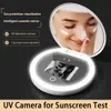 Kompakta speglar UV -kamera Visualisera Sunscreen Makeup Mirror med ljus för solskyddsmedel Handhållen Creative Cosmetic Make Up Mirror 231120