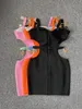 Basic Casual Dresses JUNE LIPS 2023 Summer Women s Sexy Pink Black Orange Hollow Out Bandage Mini Dress Evening Celebrity Club Party 231121