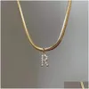 Pendant Necklaces Inlaid Zircon Letter Initial Pendant Necklace For Women Gold Chain Cute Charms Collier Alphabet Necklaces Jewelry Fr Dhn7R