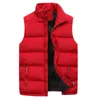 Mäns västar ärmlösa dragkedja ner Vest Autumn Winter Warm Solid Color Jacket Stand-up Collar Puffer Coats 2024 Male Clothing