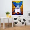 Haute qualité 100% peint à la main moderne peintures à l'huile abstraites sur toile peintures d'animaux chien bleu maison décoration murale Art AMD-68-8-6288V
