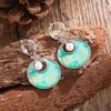 Dangle Earrings Fashion Enamel Colorful Painting Flower For Women Sweet Pearl Jewelry Metal Peacock Tail Color Hanging Ladies'