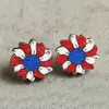 Stud Earrings America Flag Print Round Star Wooden For Women Red White Blue Sunflower Patriotic Jewelry Wholesale