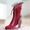 Boots High Heel Boots Women Steampunk Women Sexy Leather Suede Boots Autumn Vintage Winter Shoes Women Lace Up Cosplay Boots HVT373 231122