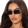 Sunglasses Gradient Women 2023 Vintage Rimless Frameless Sun Glasses Summer Rectangle Fashion Shades UV400 Pink Gafas De Sol