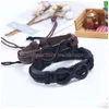 Charm Bracelets Infinity Leather Bracelets For Women Men Mtilayer Wrap Charms Black Brown Wrist Band Cuff Uni Handmade Fashion Braided Dh8Cl