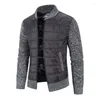 Pulls pour hommes tissu Plus velours rembourré veste pull grande taille manteau mince col montant Patchwork Cardigan hiver