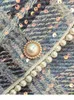 Tvådelad klänning Autumn Winter paljett Shinny Woolen 2 Piece Set Women Blue Pleid Pearls Beading Pocket Jacket Coat Coat Tweed Mini kjol kostym 230422