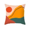Taie d'oreiller abstrait Morandi lever du soleil housse de coussin nordique géométrique feuilles plante paysage peau de pêche Ins Style décoration de la maison