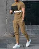 Herrspårspår 3D -tryckt kort ärmdräkt Spring Men Tracksuit Set Jogger Clothing for Man Casual TshirtStrousers 2 Piece Outfits Streetwear 230422