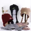 BeanieSkull Caps chapeau d'hiver pour femme dreadlocks Chapeau avec oreillettes casquettes plates chapeaux hip hop Casquette de lettre brodée Chapeau tissé à la main en coton 231121