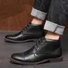 Buty ręczne Retro Men skóra ładne buty jesienne duże rozmiar 38 46 Casual British Basic Western S98