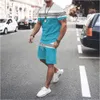 Men's Tracksuits Sets Men's Summer Beach Shorts T-shirt Sportswear Casual Roupa de roupas de seda