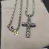 925 Sterling Silber Kreuz Anhänger Designer DY Halskette Totenkopf Kopf Set Diamant Gold Sonnenblume Dy Perlenkette für Damen Mode Vintage Twisted Chain Schmuck Geschenk