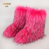 Femmes hiver fausse fourrure de renard Bottes femme moelleux en peluche chaud Bottes de neige chaussures de luxe filles fourrure Bottes mode hiver chaussure