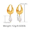 Dangle Earrings Elegant Baroque Pearl Drop Women Gold Color C Shape Circle Hoops Huggie Cartilage Piercing Earring Girl Fashion Jewelry