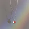 Collane con ciondolo Colore argento Doppio amore Collana con pietra di luna a forma di cuore Coppia di catene di clavicole con pietre preziose sfumate