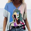 Women's T-Shirt T-shirt Abstract Art Face Print Girls Clothing 3D Oversized Classic Short Sleeve Tops Female Fashion Casual Streetwear 230422