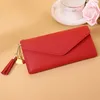 Wallets 2022 Fashion Women Wallets Simple Zipper Purses Black White Gray Red Long Section Clutch Wallet Soft PU Leather Money Bag G230327