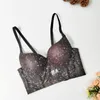 Débardeurs en dentelle imprimé Floral pour femmes, soutien-gorge Push Up, Corset, dos nu, Sexy, col en v, haut court, Camisole, sous-vêtements, Lingerie