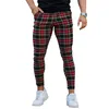 Men's Pants Autumn Casual Small Check Retro Mid-waist Trousers High-quality Korean Version Of High Street Station Hip Hop