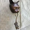 Gato e mouse porta aldrava escultura enferrujado marrom ferro fundido parede resina ornamento acessórios casa decoração de jardim artesanato 2106072919