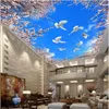 3d behang custom po kersenbloesem blauwe hemel witte wolk plafond muurschildering woonkamer Home decor 3d muurschilderingen behang voor wa260o