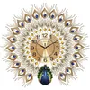 Relojes Reloj de pared pavo real sala de estar moda de hogar reloj de pared grande decoración reloj creativo cuarzo silencioso 20 pulgadas 231U