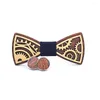 Bow Ties 2023 Men Machine Gear Engrave Carved Wedding Business Party Slitte Chic Bowtie Novely Groom Wood Cufflink Neck Tie Box Set