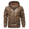 Männer Jacken Frühling Und Herbst Mit Kapuze PU Leder Casual Vielseitige Mode Jacke Männer Solide Vintage Lose Tough Guy Mantel