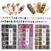 Decorazioni per nail art Misto AB Vetro Cristallo Diamante Strass piatto Decorazione per nail art 21 Scatola a griglia Accessori per unghie Set con 1 penna di prelievo 231121