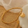 Charm Bracelets Fashion Custom Initial Stainless Steel 18k Gold Plated Versatile Letter R Peach Heart Pendant Bracelet For Women