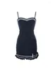 Work Dresses Preppy Navy Collar Bow Knot Dress Suit Long-sleeved Jumper Dark Blue Halter Women Clothing Autumn 2023 Y2k Cute Sets