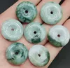 Green Green Burma Natural Type A Jadeite Scarved Safety Circle Donut Pendentif