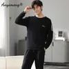 Erkekler Büyük Boyu Erkekler Pijama Sonbahar Kış Şık Beyefendisi PJS Moda Erkek Gündelik Sweatwear Plant Pantolon Pamuk Pijama Set Boy 231122